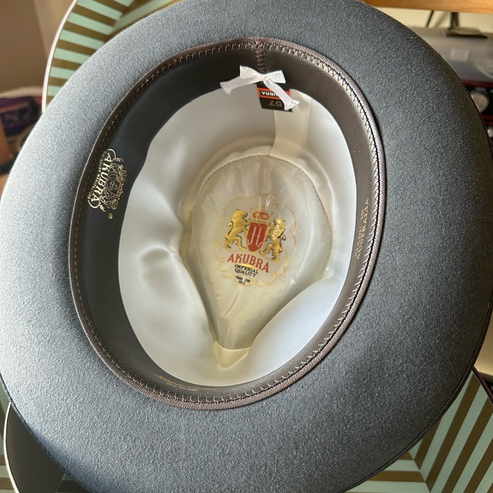 Akubra gray felt and leather Stylemaster hat NWOB